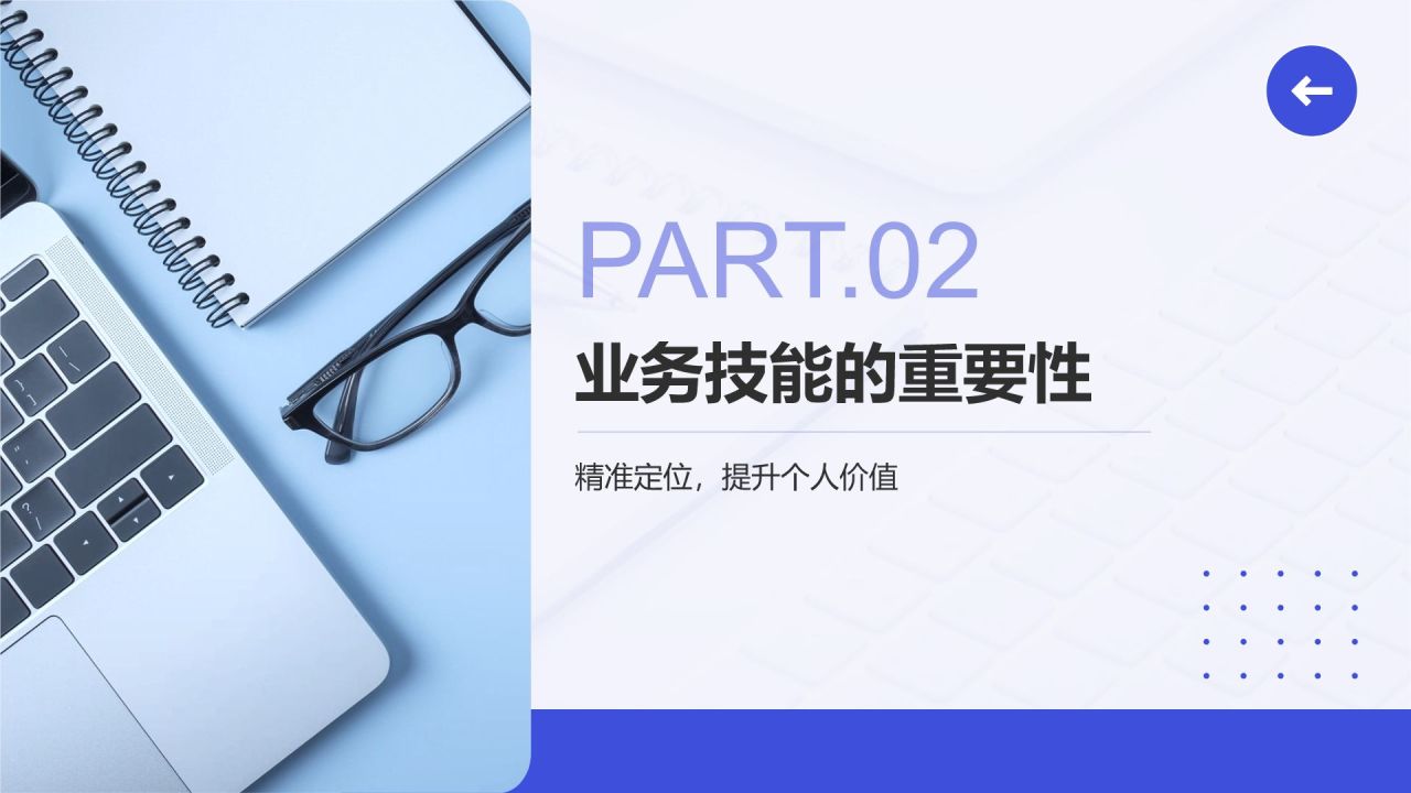 蓝色简约风业务技能提升分享会PPT模板