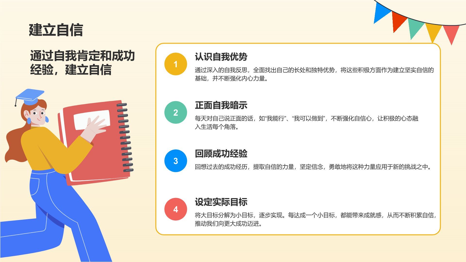 橙色插画风高考心理调适指南PPT模板