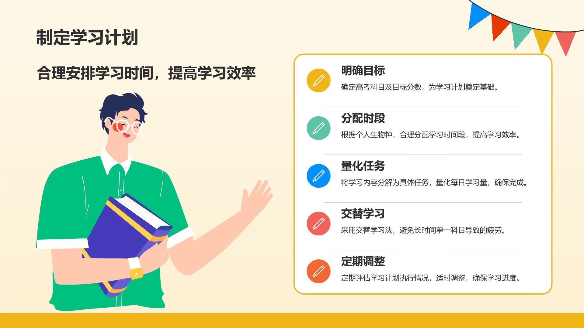 橙色插画风高考心理调适指南PPT模板
