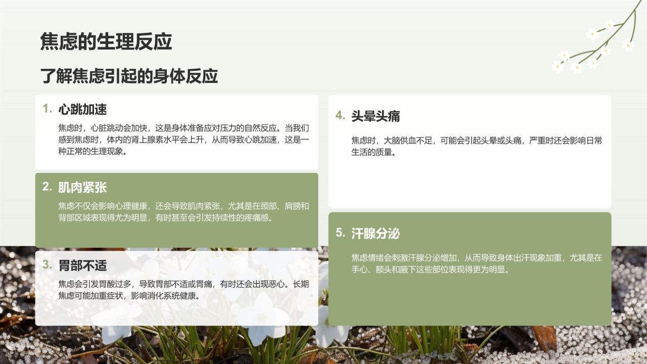 绿色小清新高考生考前焦虑应对方法PPT模板