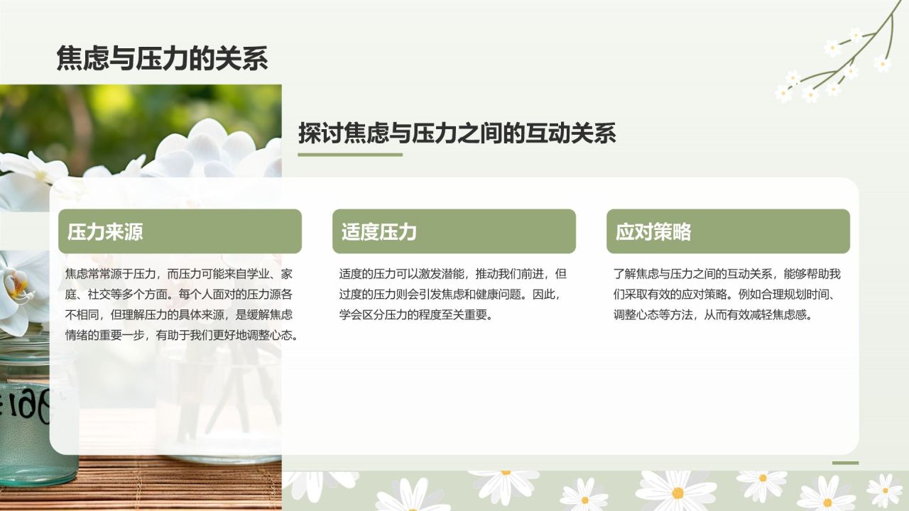 绿色小清新高考生考前焦虑应对方法PPT模板