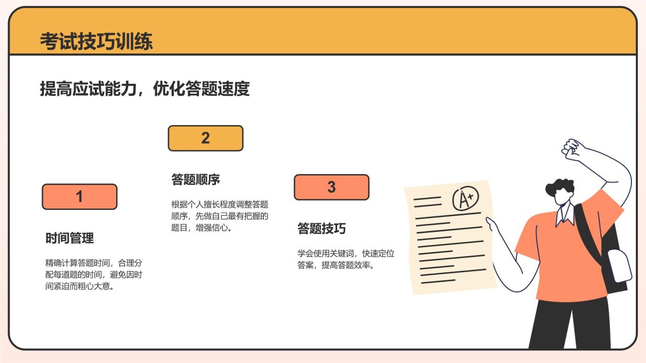 橙色插画风高考倒计时动员大会PPT模板