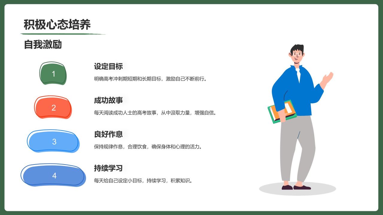 绿色手绘风保持状态,赢在高考冲刺期PPT模板