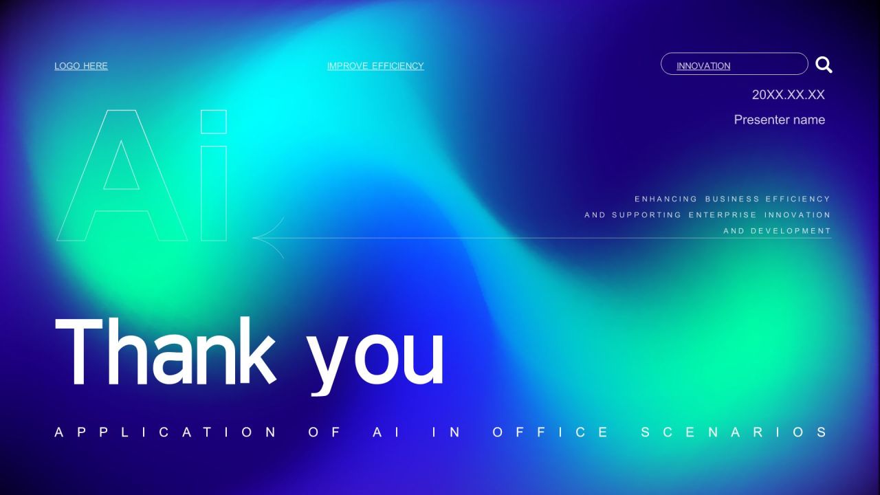 蓝色渐变风企业内训：AI工具在办公中的应用PPT模板