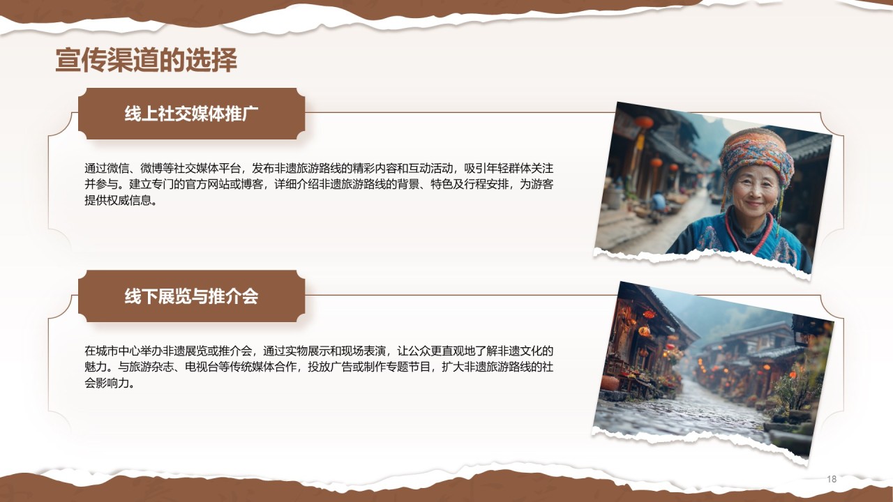 棕色国风非遗旅游路线策划PPT模板