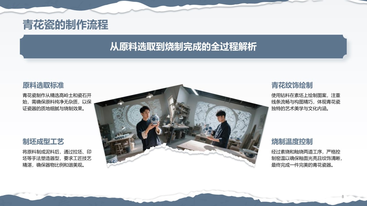 蓝灰色国风非遗传承的当代表达PPT模板