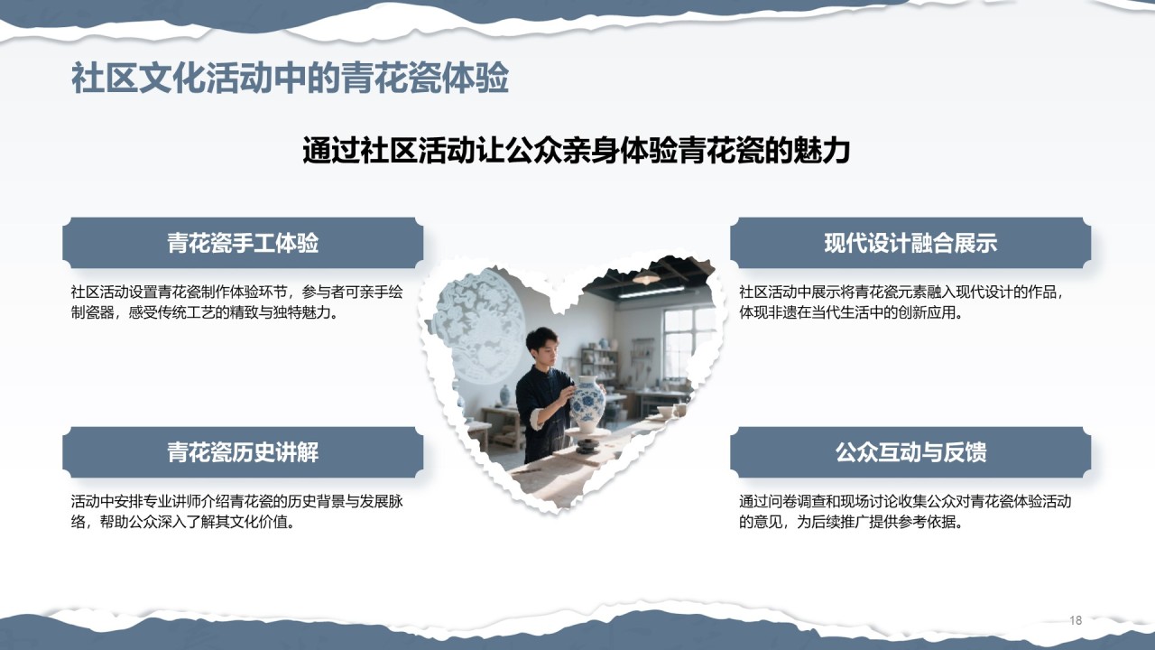 蓝灰色国风非遗传承的当代表达PPT模板