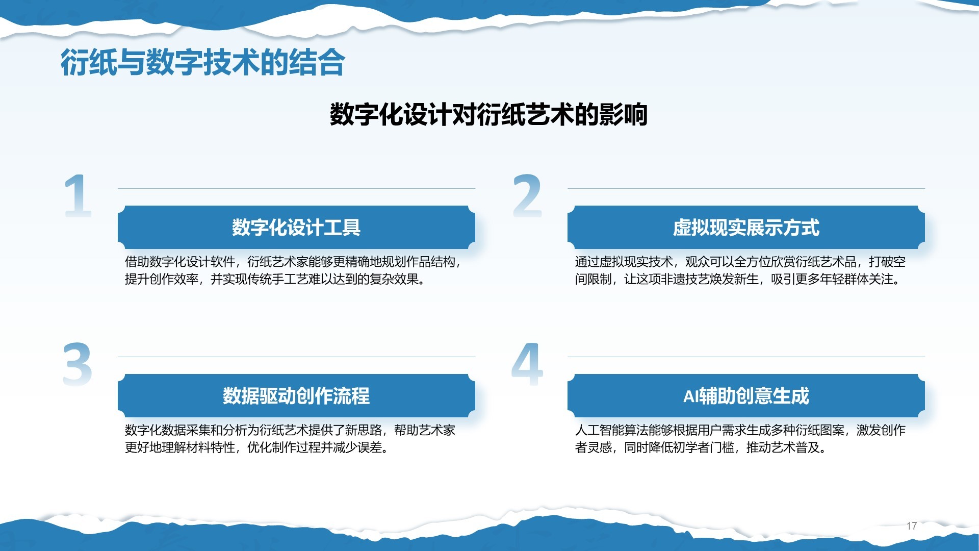 蓝色国风非遗衍纸技艺赏析PPT模板