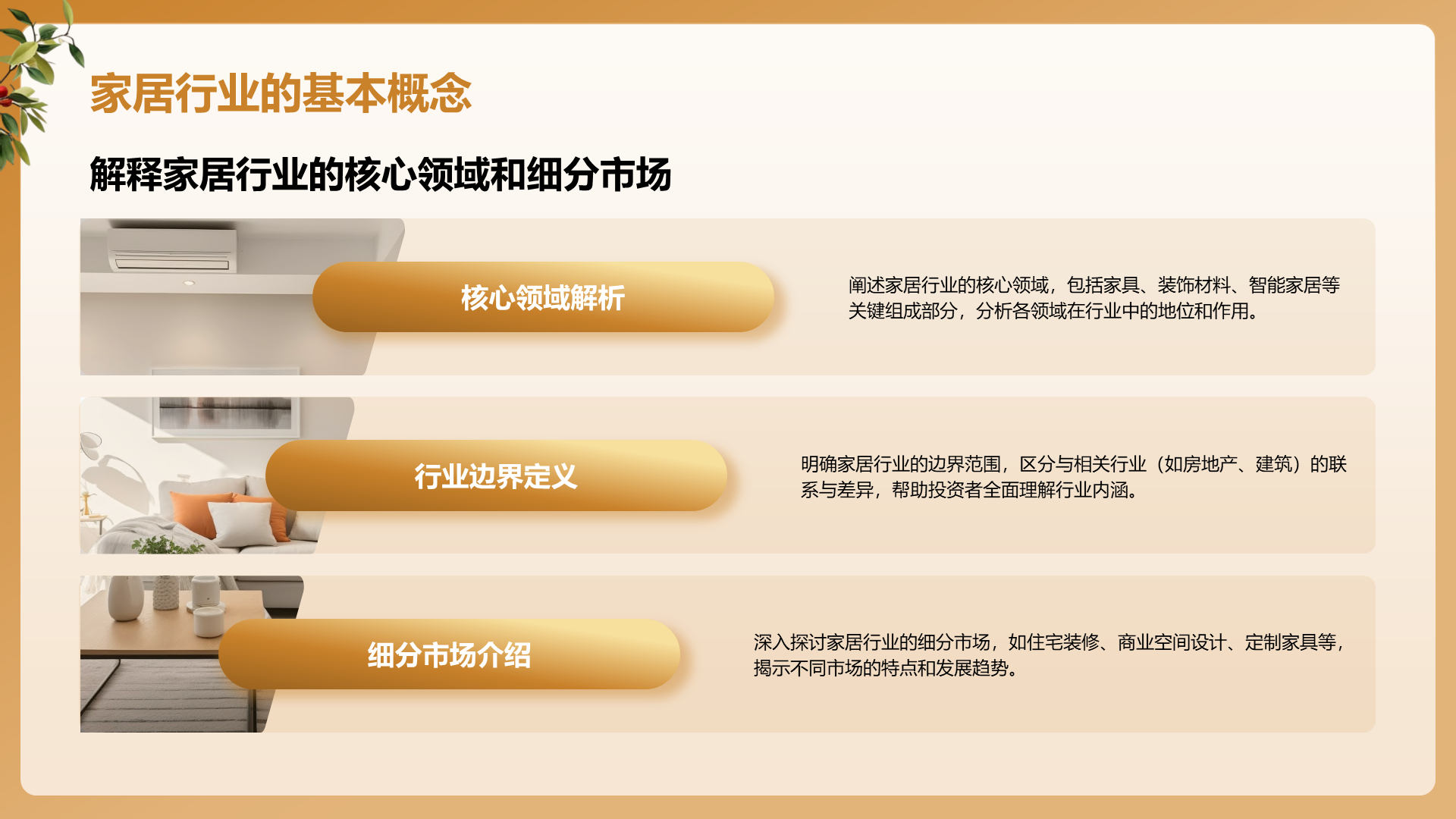 黄色商务风家居行业投资报告PPT模板
