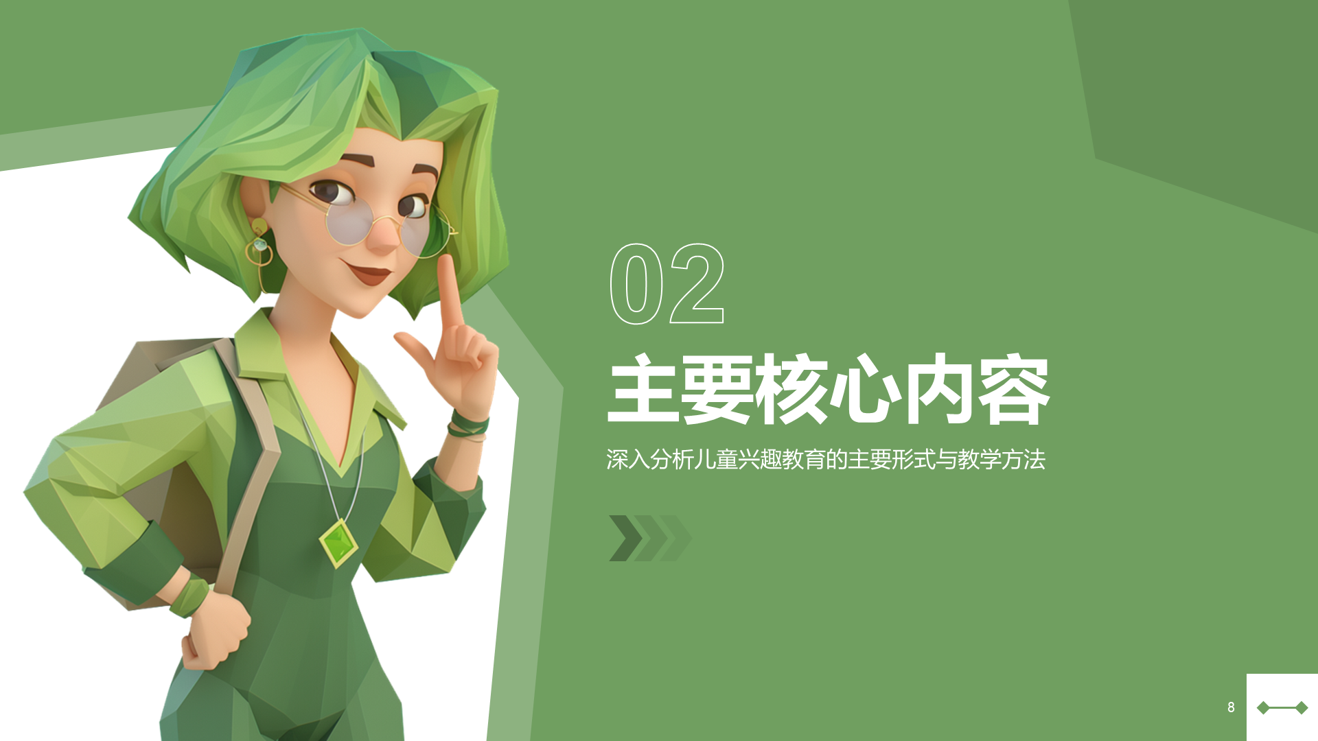 绿色3D风儿童兴趣教育行业报告PPT模板