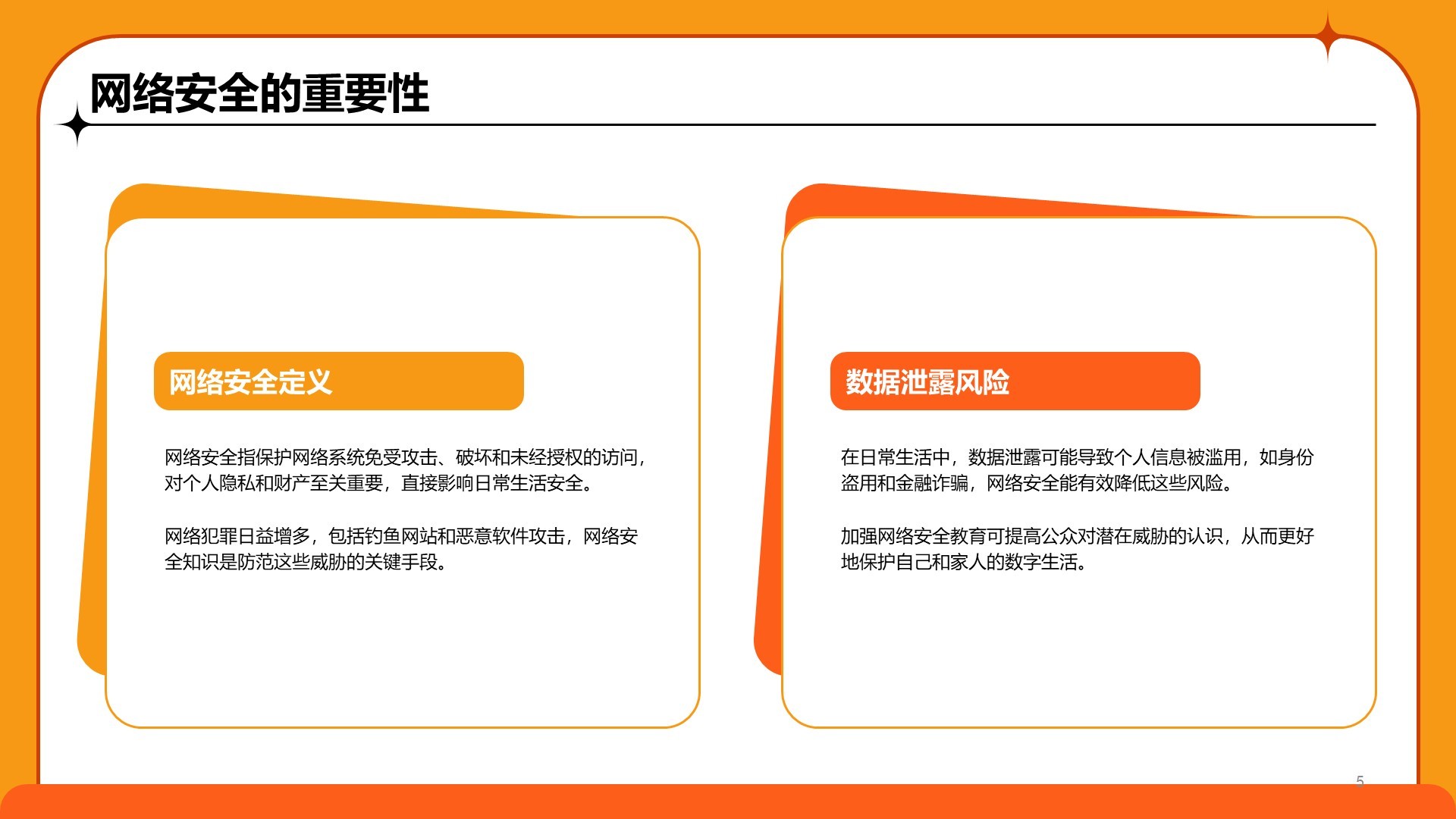 橙色卡通风中小学网络安全课件PPT模板