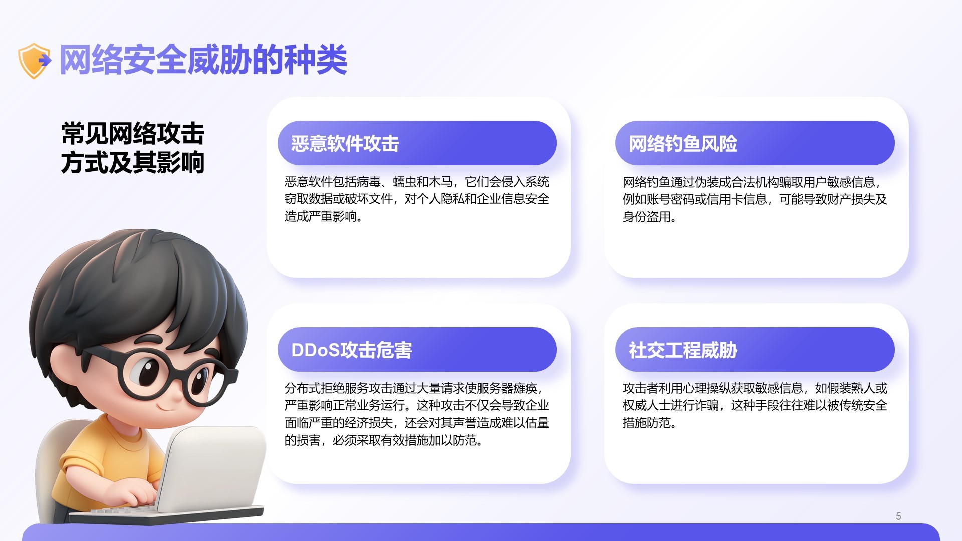 紫色3D风网络安全教育宣传PPT模板