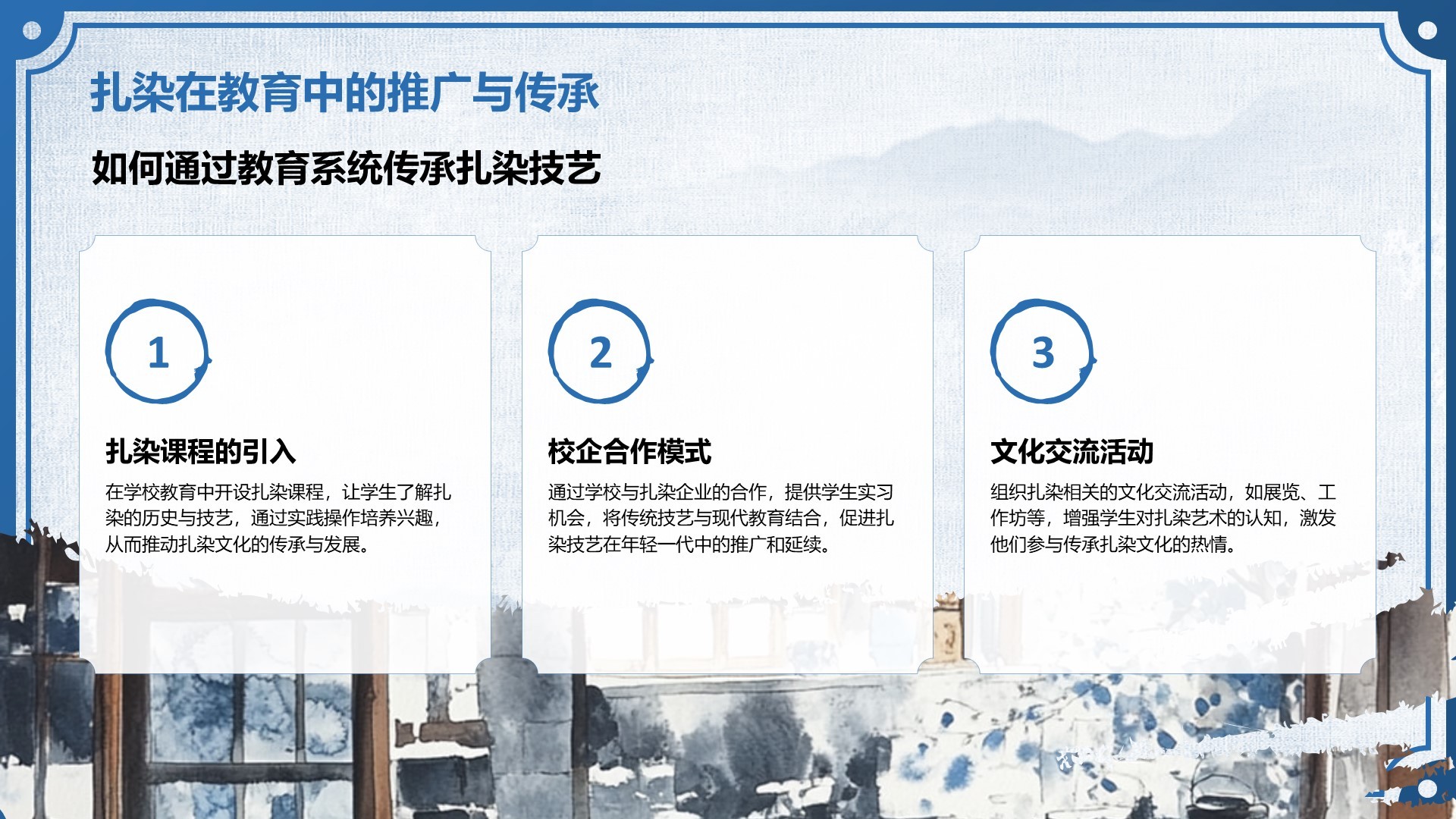 蓝色中国风非遗扎染的艺术魅力PPT模板