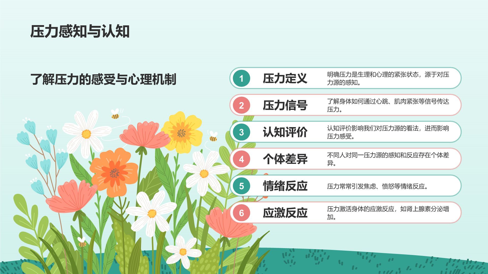绿色插画风高考前心理减压训练营PPT模板