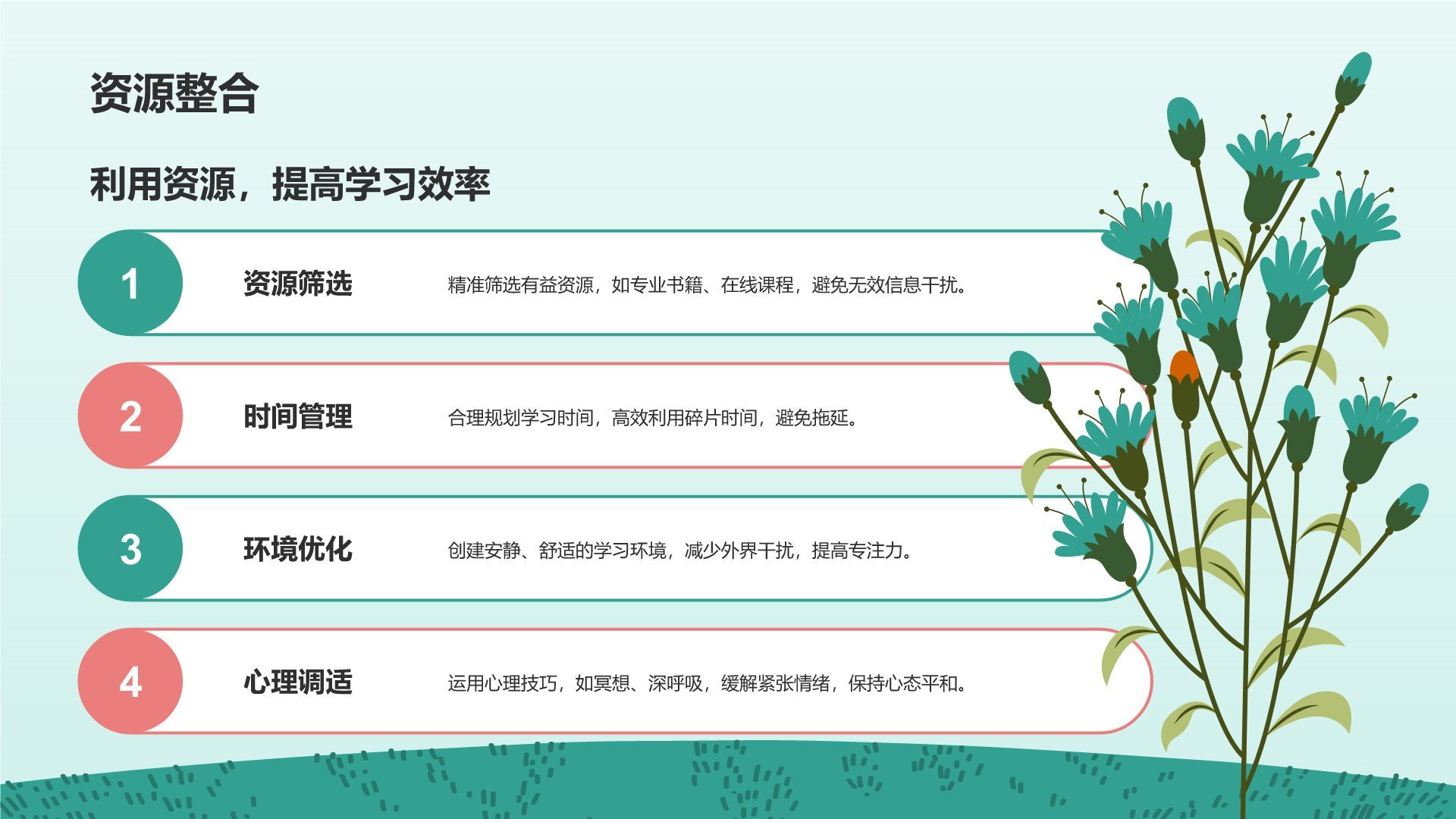 绿色插画风高考前心理减压训练营PPT模板