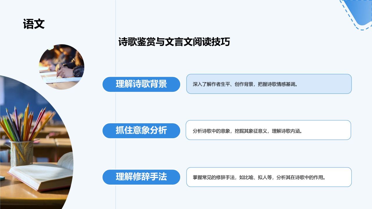 蓝色商务风高考冲刺阶段复习策略PPT模板