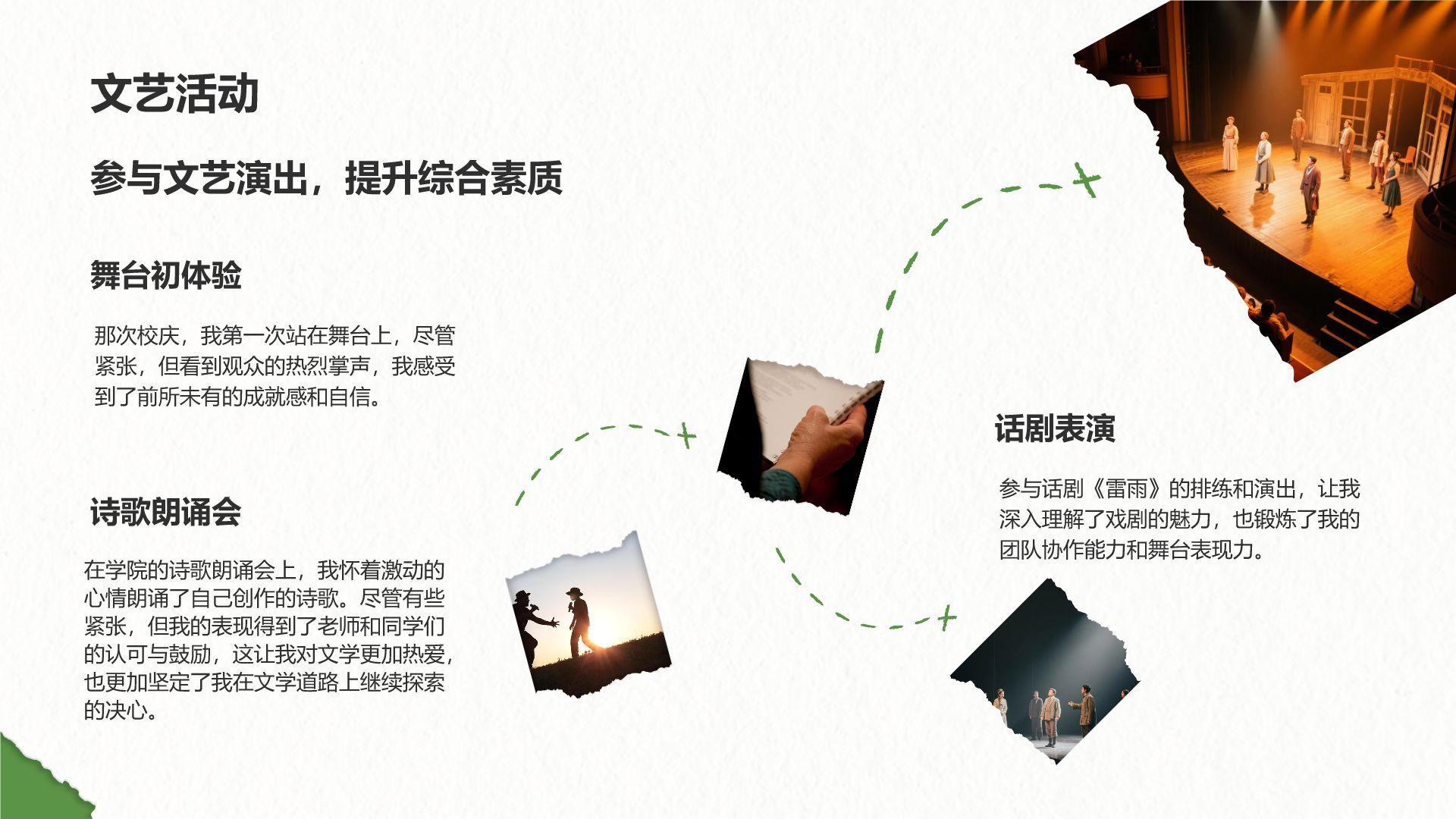 绿色摄影风我的大学生活与成长故事PPT模板