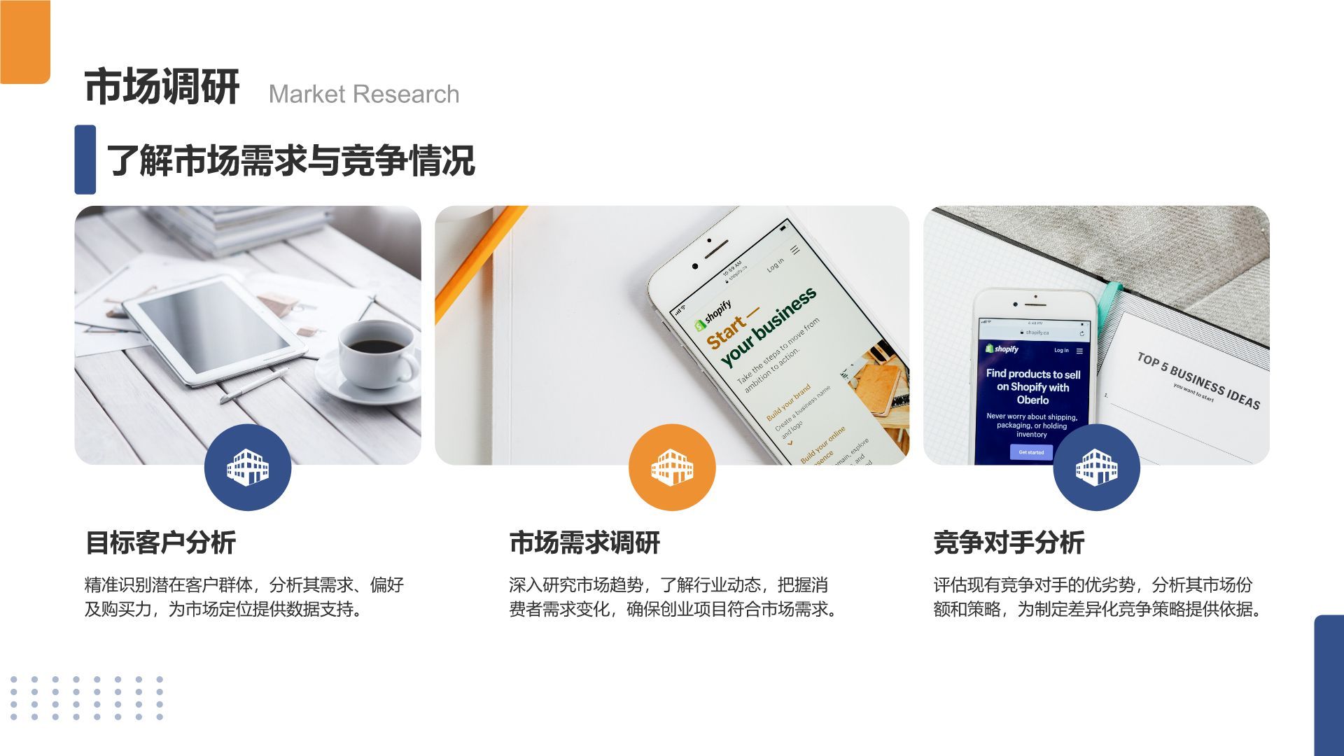 蓝色商务风大学生创业项目商业模式书PPT模板