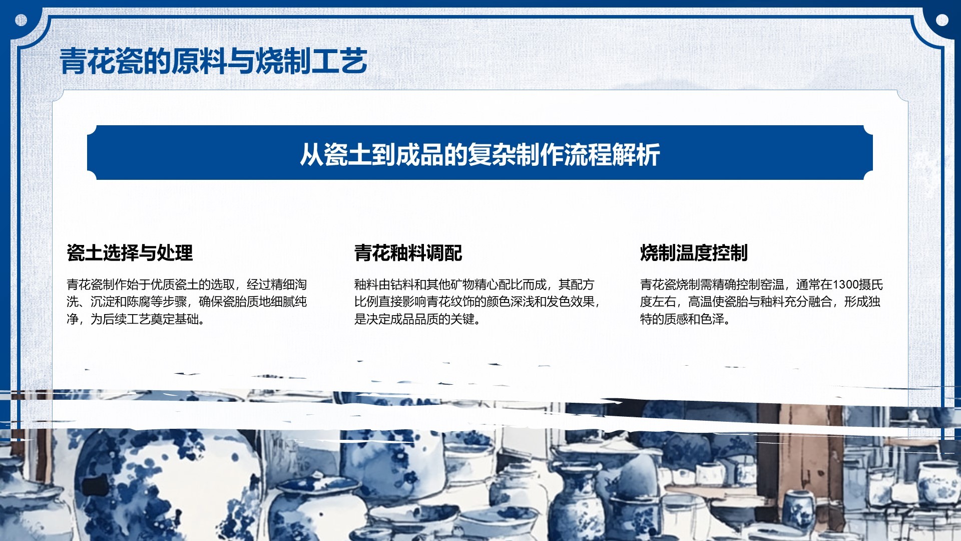 蓝色中国风非遗传承的当代表达PPT模板