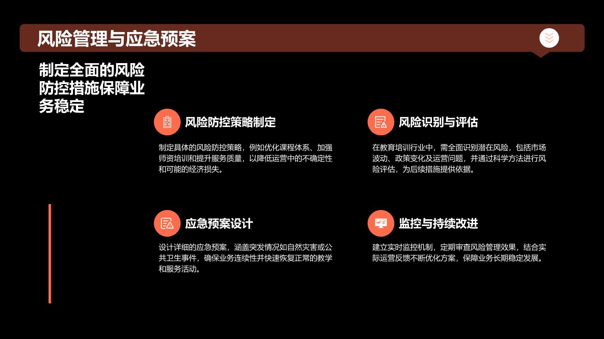 红色商务风教育培训行业商业计划书PPT模板