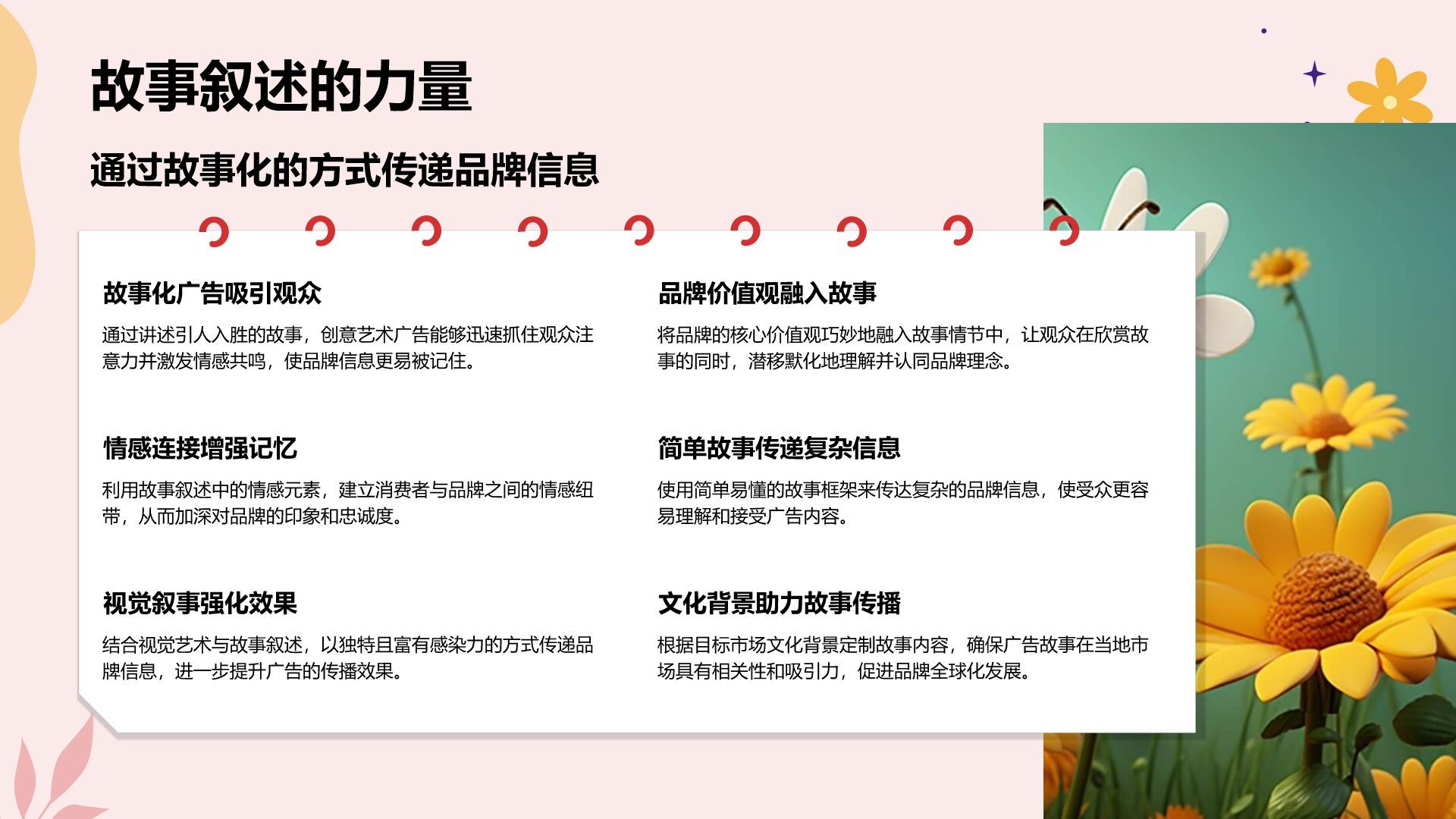红色插画风创意艺术广告相册图集PPT模板