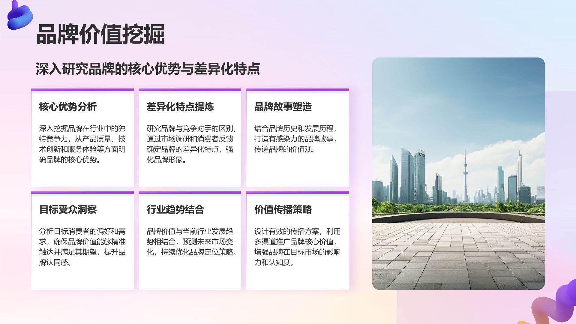 紫色3D风通用行业品牌营销推广方案PPT模板