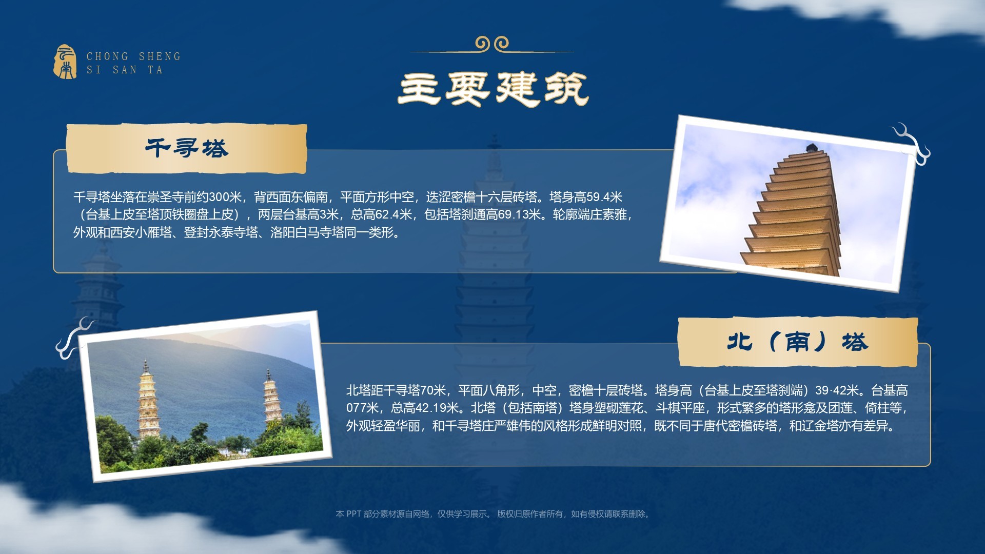 蓝色国潮风黑神话悟空取景地——崇圣寺三塔PPT模板