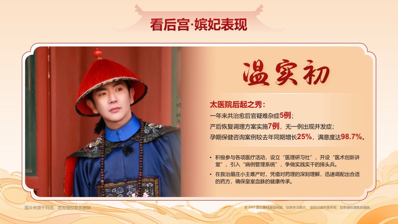 红色国潮风如果后宫也做年终总结PPT模板