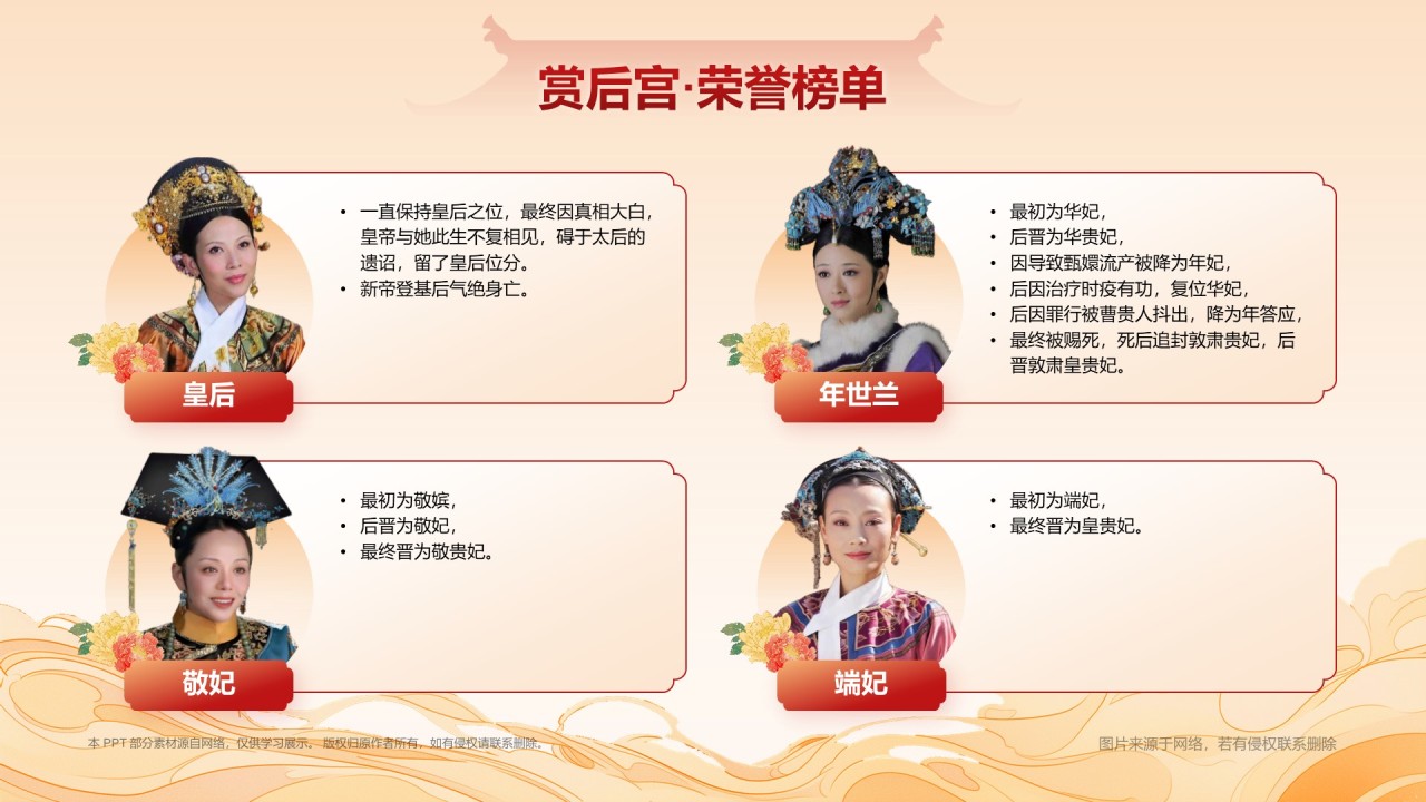 红色国潮风如果后宫也做年终总结PPT模板