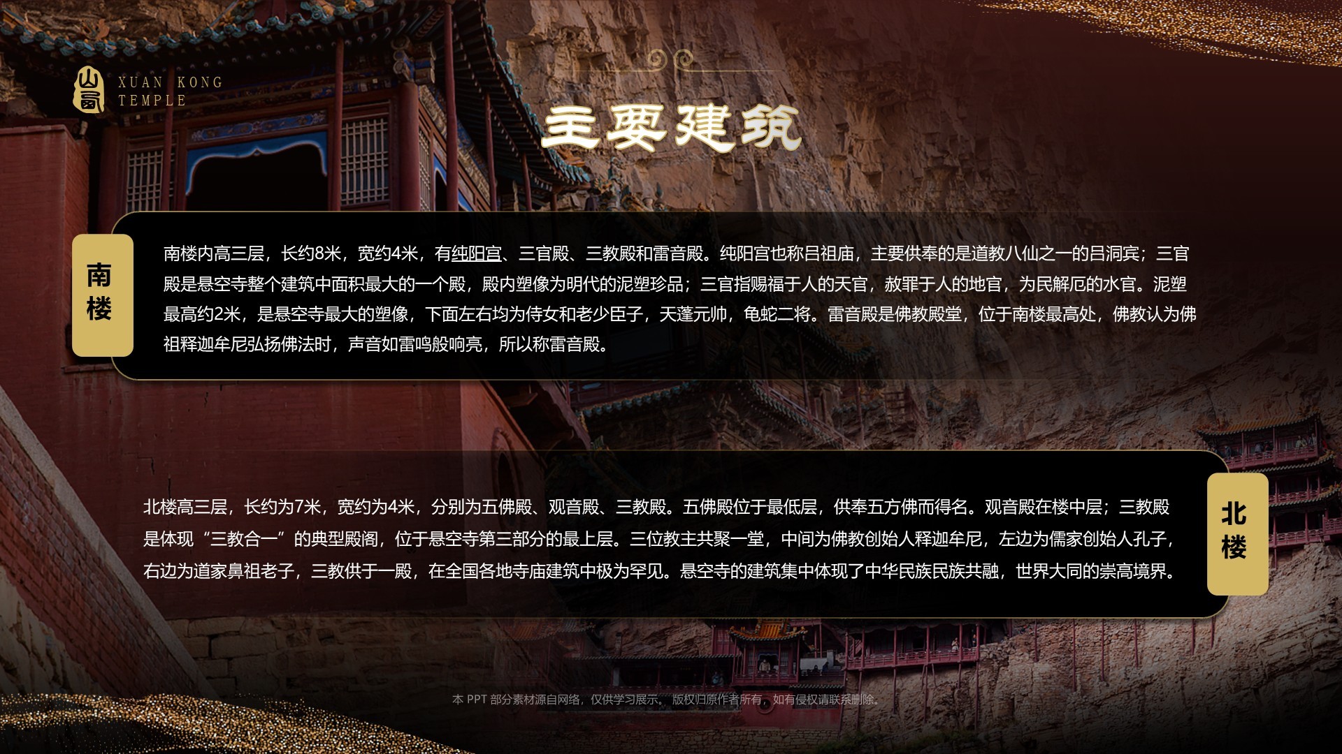黑色国潮风黑神话悟空取景地——悬空寺PPT模板