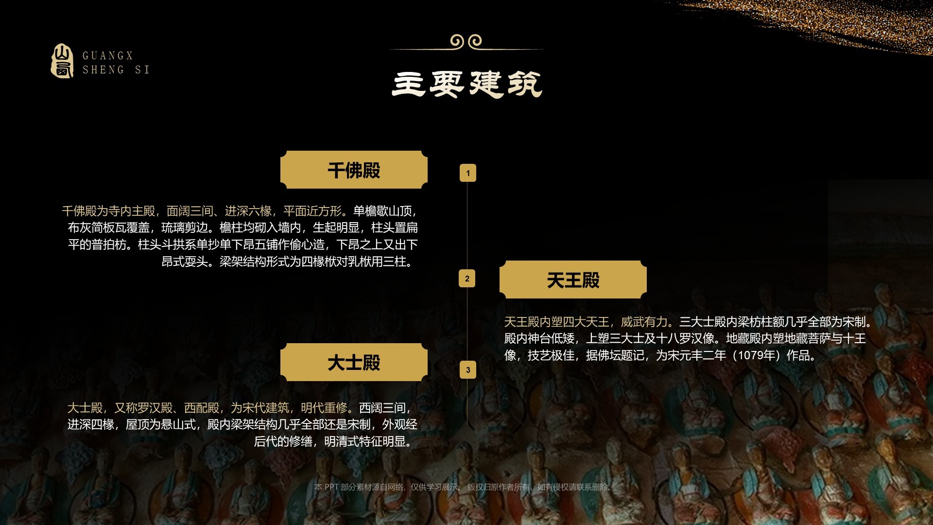 黑色国潮风黑神话悟空取景地—山西崇庆寺PPT模板