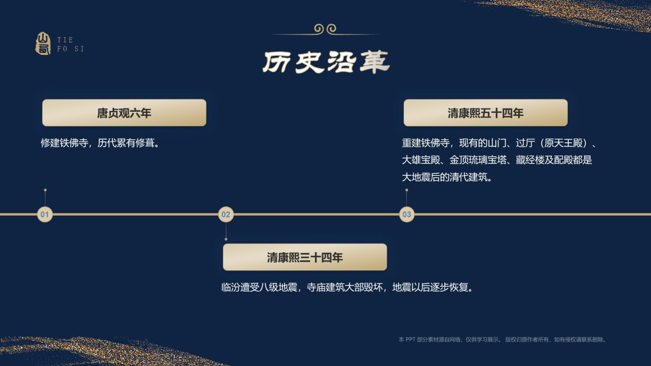 蓝色国潮风黑神话悟空取景地——山西铁佛寺PPT模板