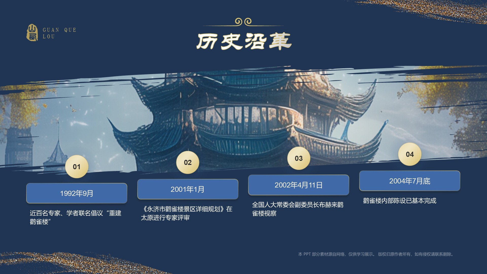 蓝色国潮风黑神话悟空取景地——山西鹳雀楼PPT模板