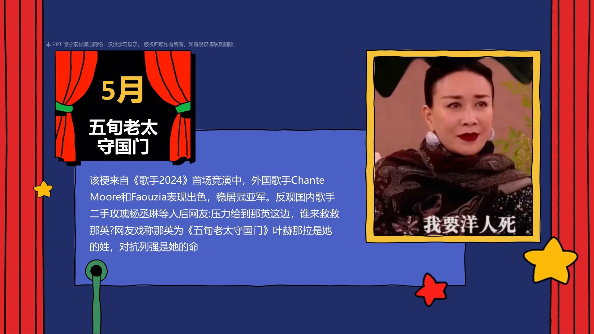 红色像素风把2024年热梗做成PPT模板