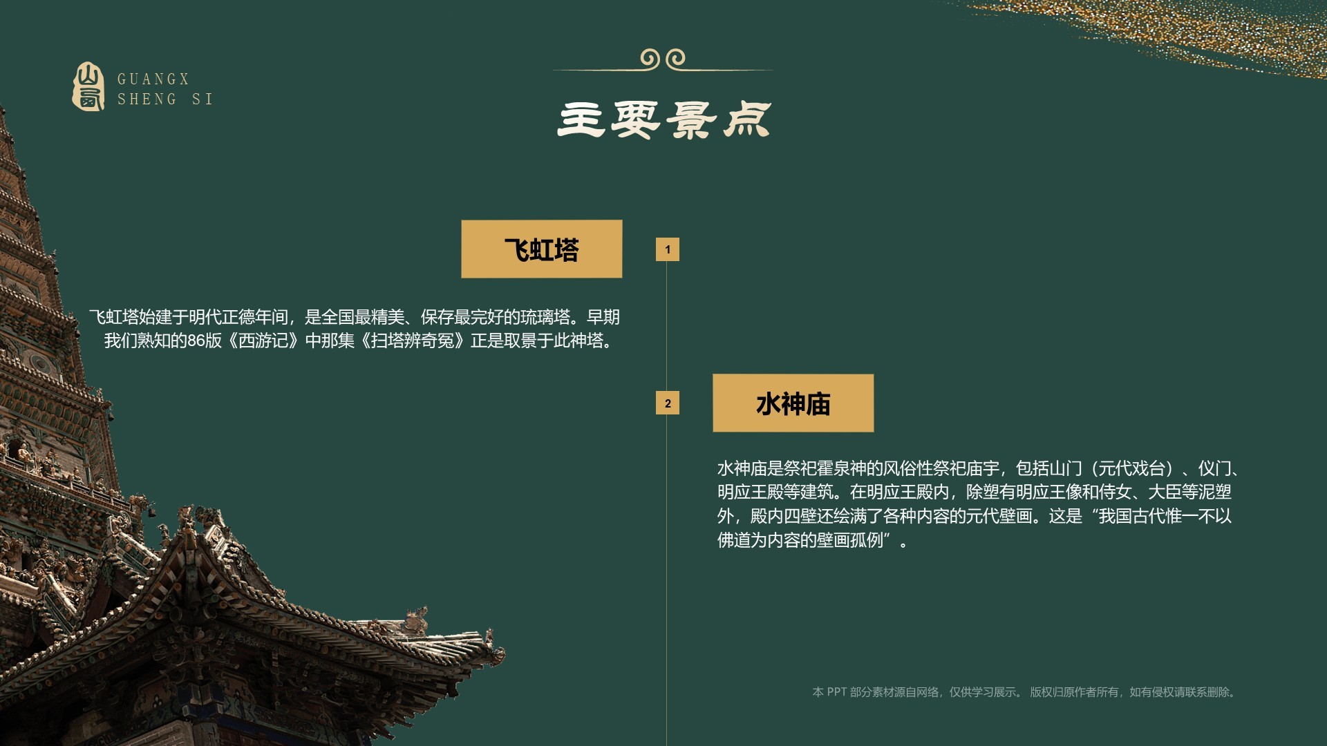 绿色国潮风黑神话悟空取景地—山西广胜寺PPT模板