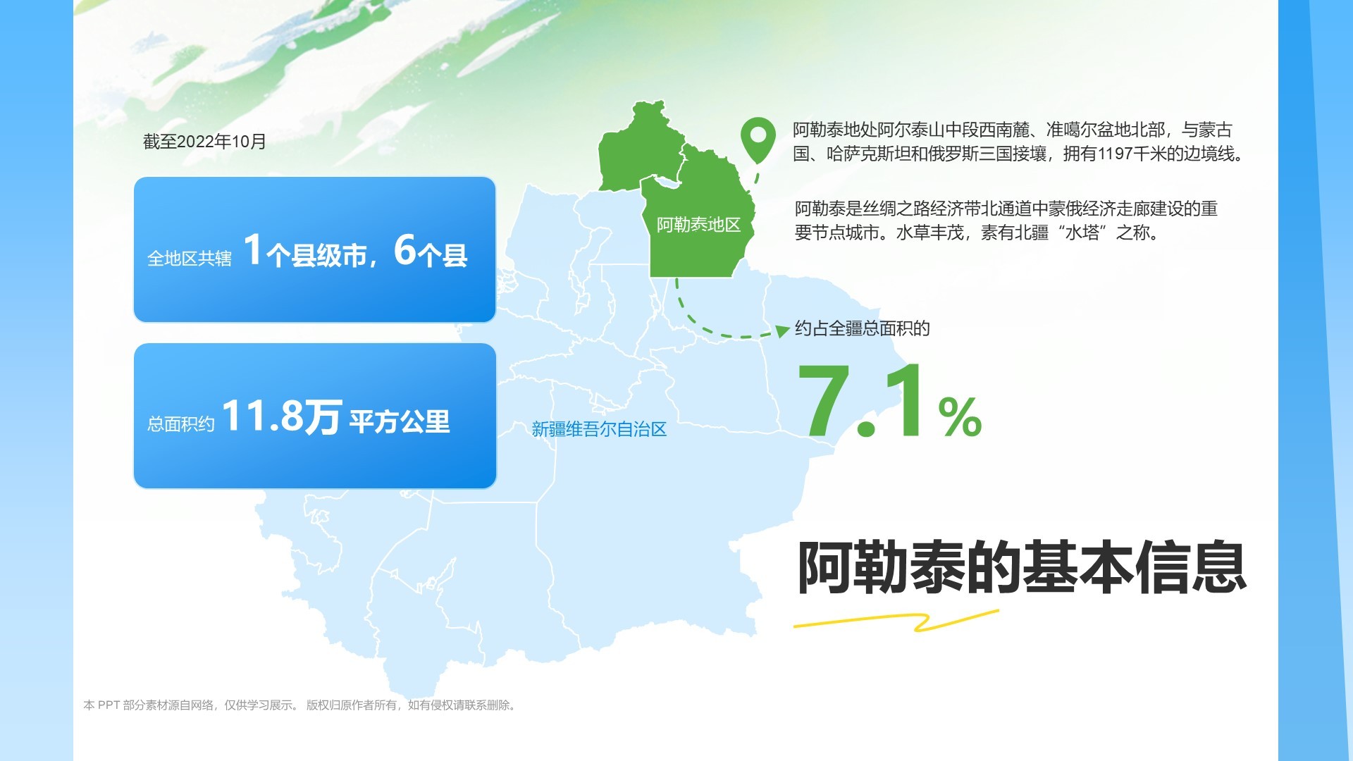 蓝色我的阿勒泰介绍PPT