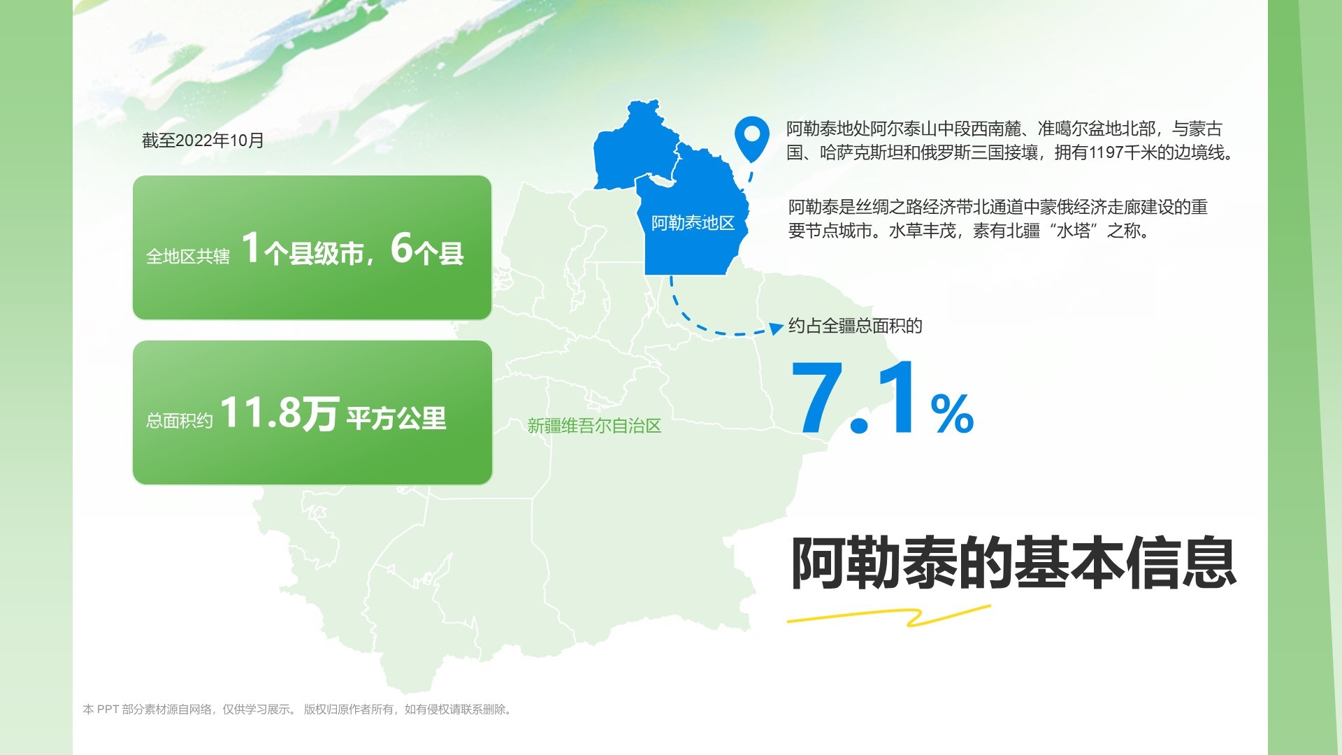 绿色我的阿勒泰介绍PPT