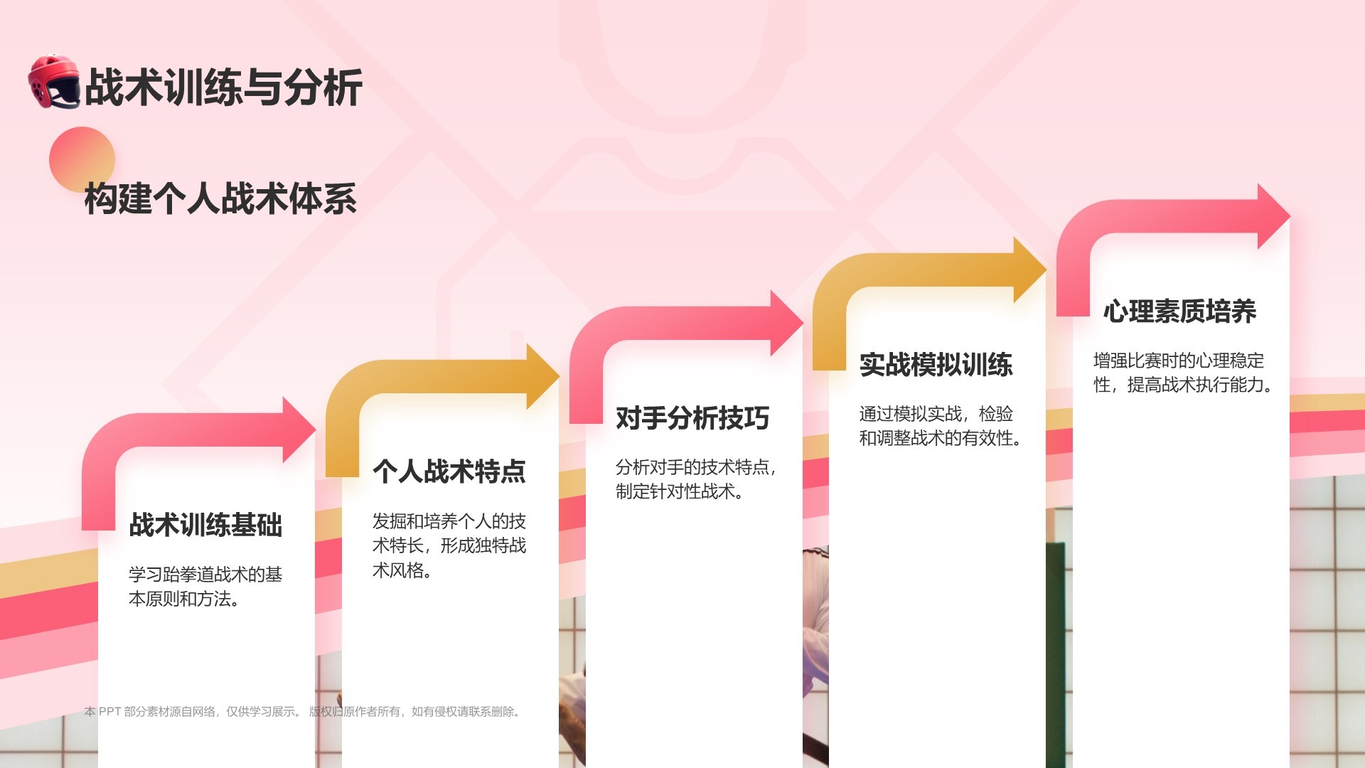 红色3D风运会——跆拳道知识科普PPT模板