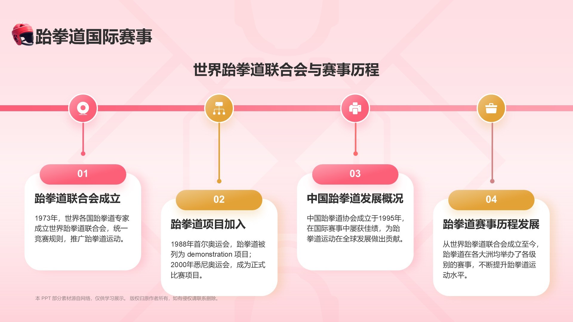 红色3D风运会——跆拳道知识科普PPT模板