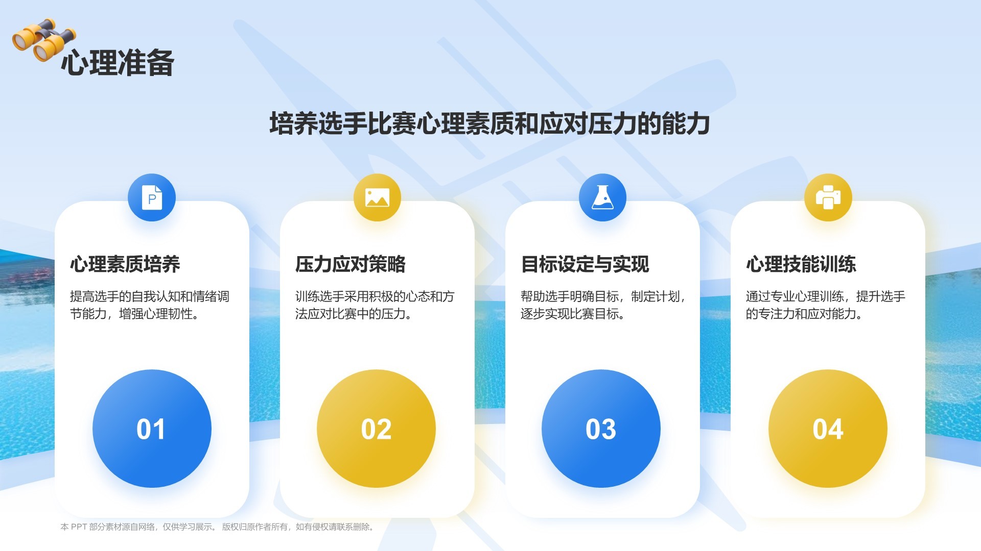 蓝色3D风奥运会——赛艇知识科普PPT模板