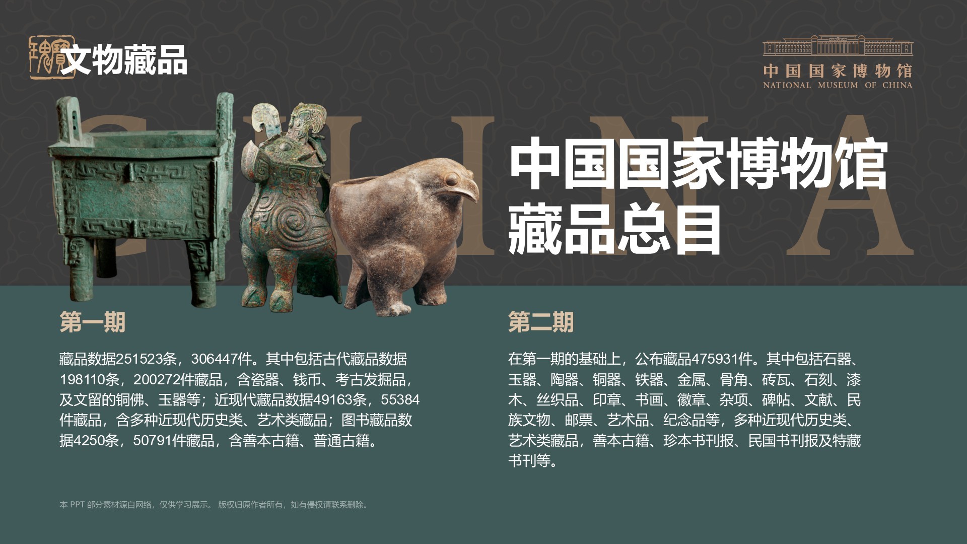 绿色复古风中国国家博物馆PPT模板