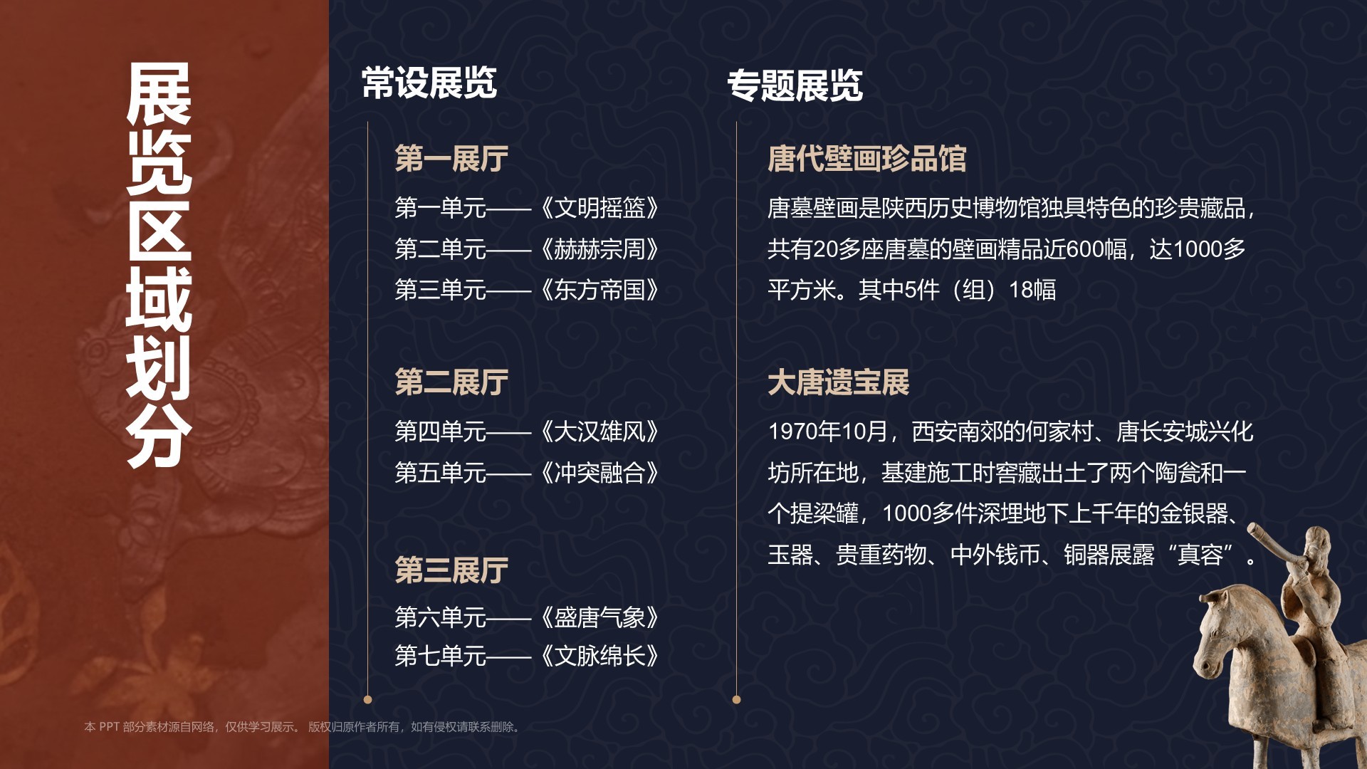蓝色复古风陕西历史博物馆PPT模板