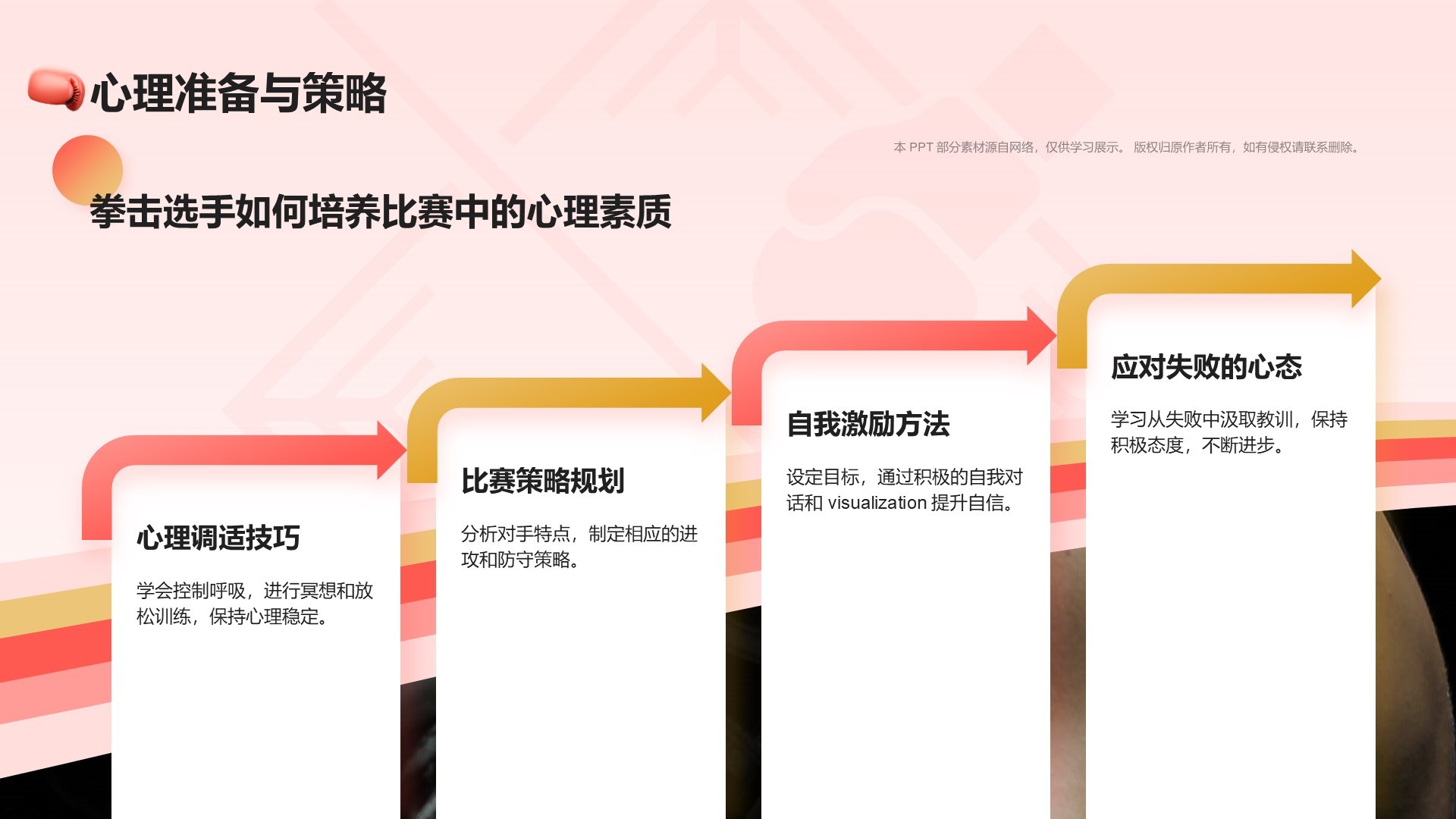 红色3D风奥运会——拳击知识科普PPT模板
