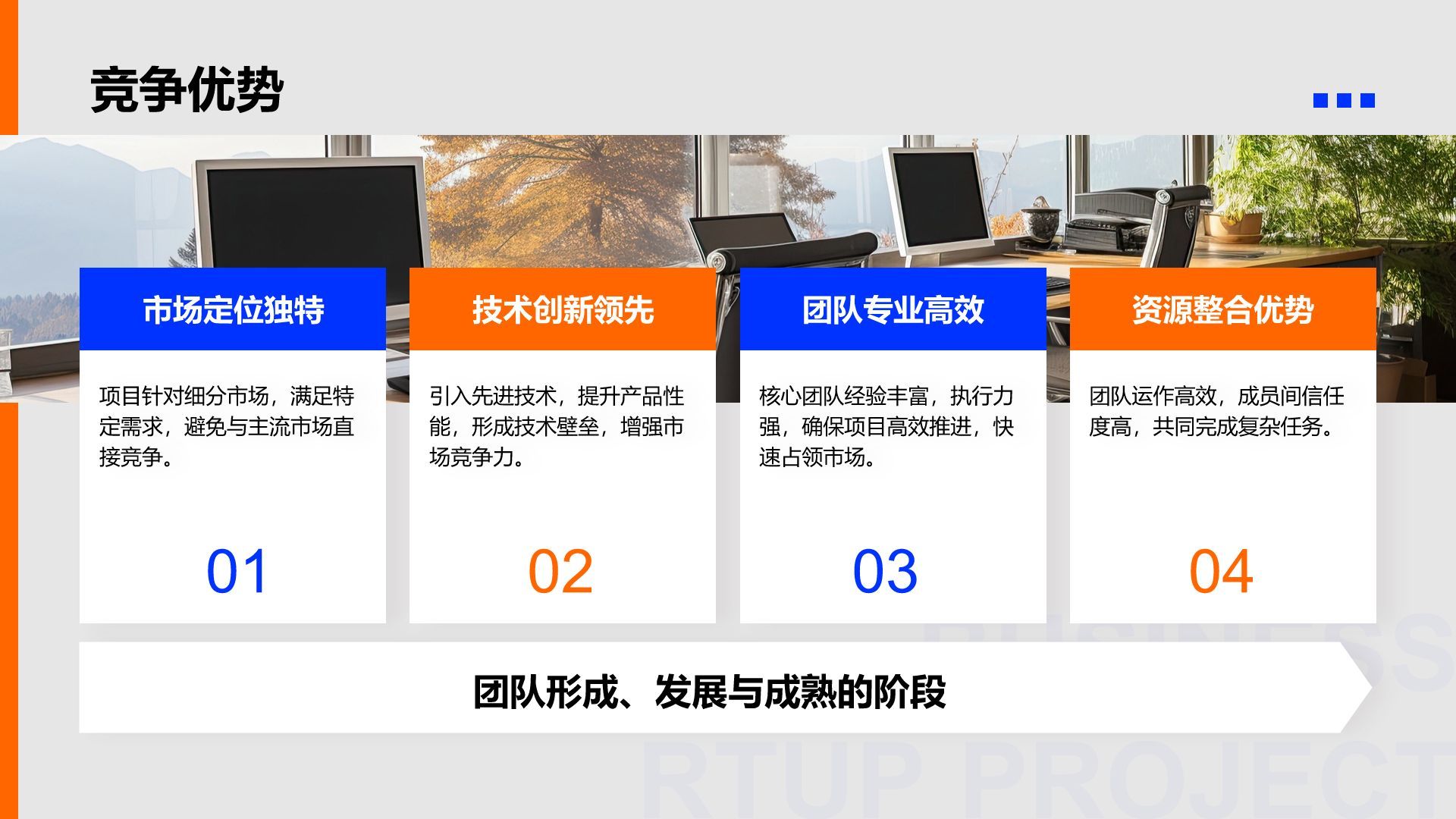 蓝色扁平风创业项目市场分析报告PPT模板