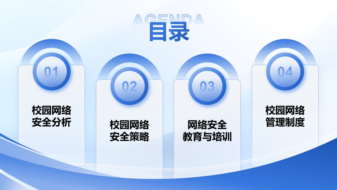 蓝色商务风校园网络安全防护指南PPT模板