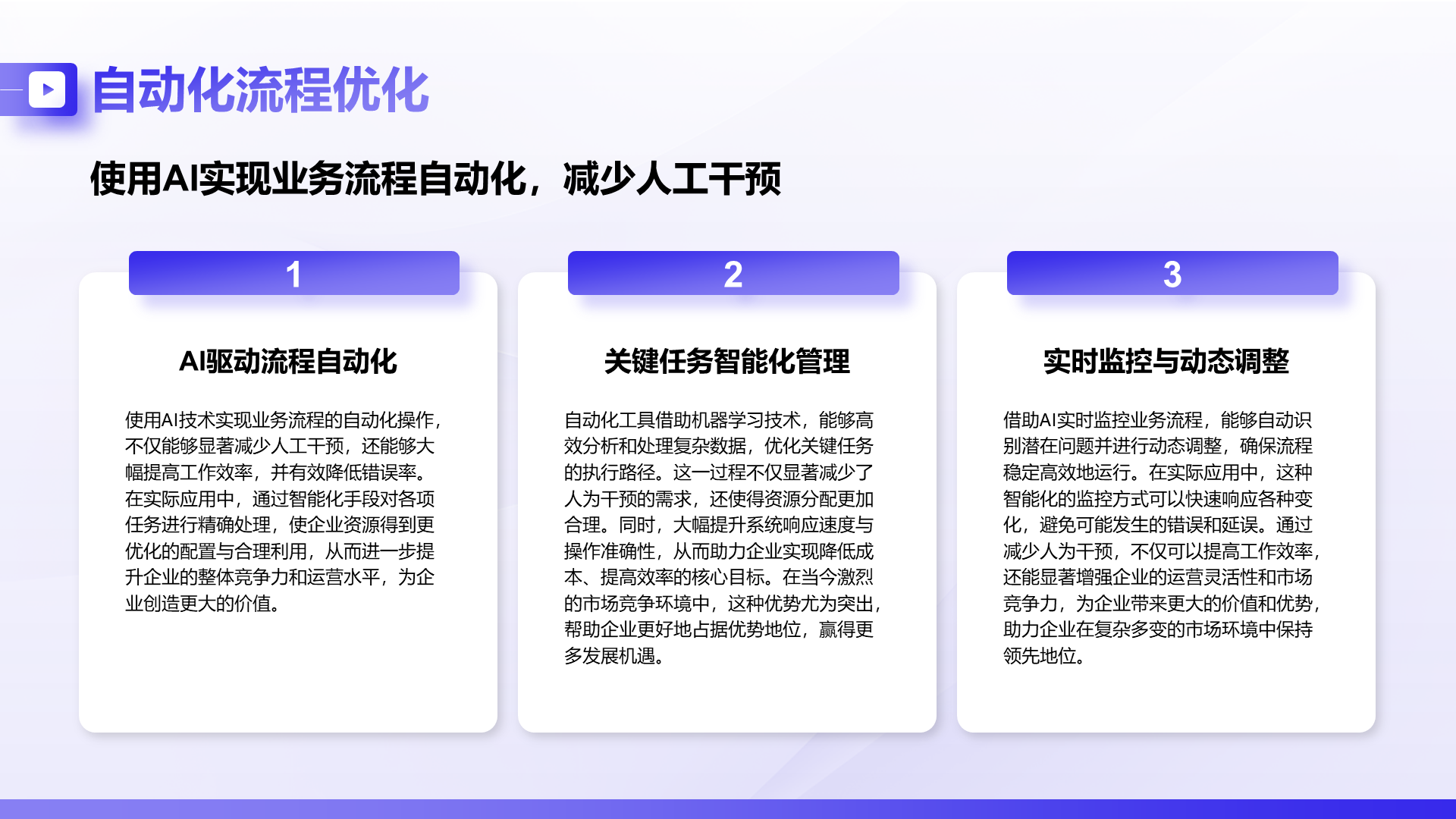 紫色商务风AI技术企业级应用报告PPT模板