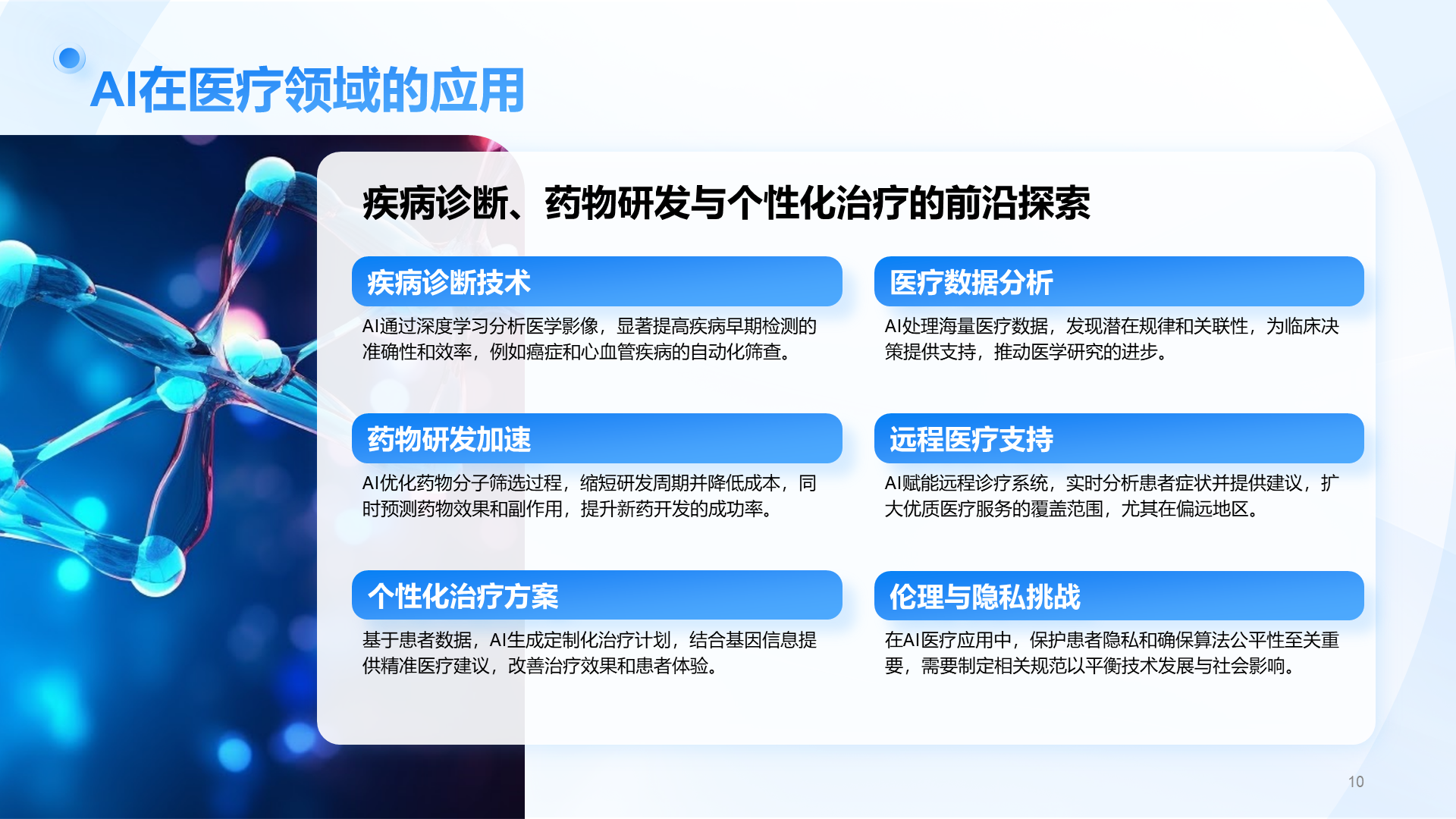 蓝色商务风AI人工智能趋势汇报PPT模板