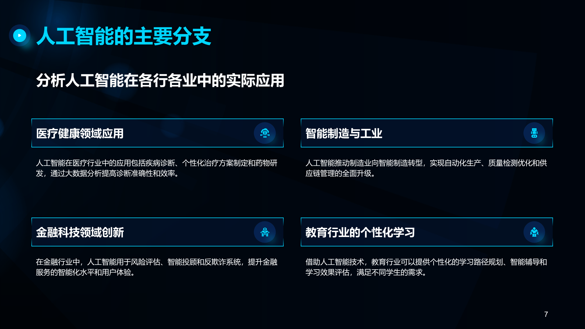 蓝色科技风人工智能基础科普课件PPT模板