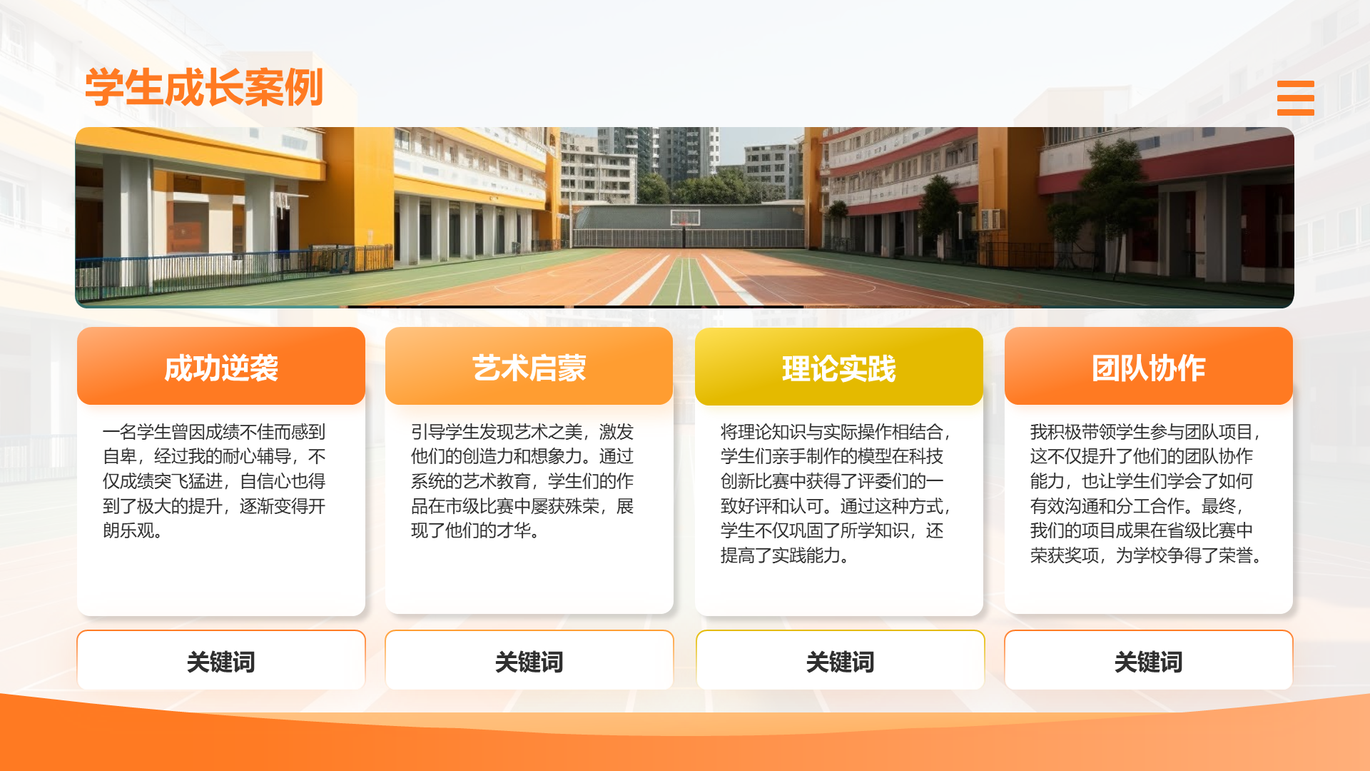 橙色3D风教师求职简历亮点演示PPTPPT模板