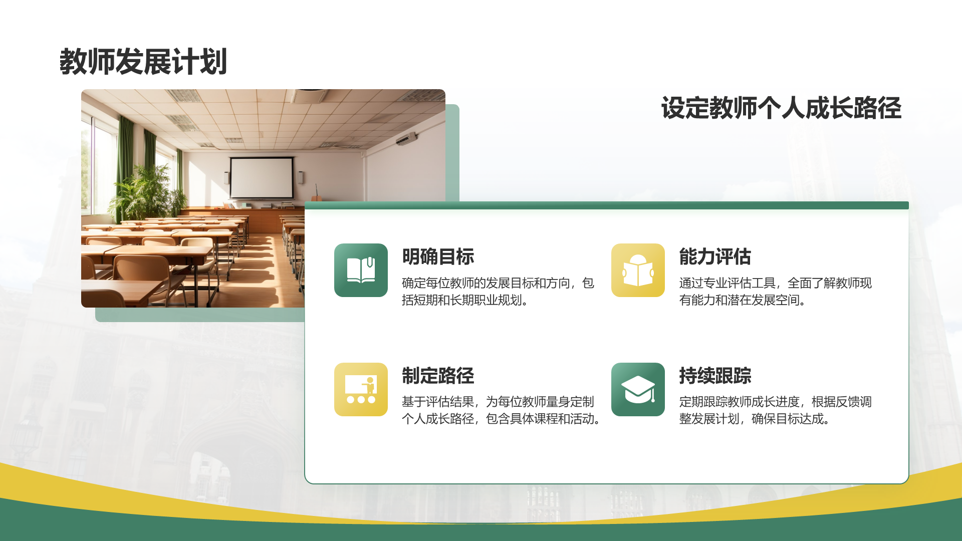 绿色商务风学校部门月度工作计划PPT模板